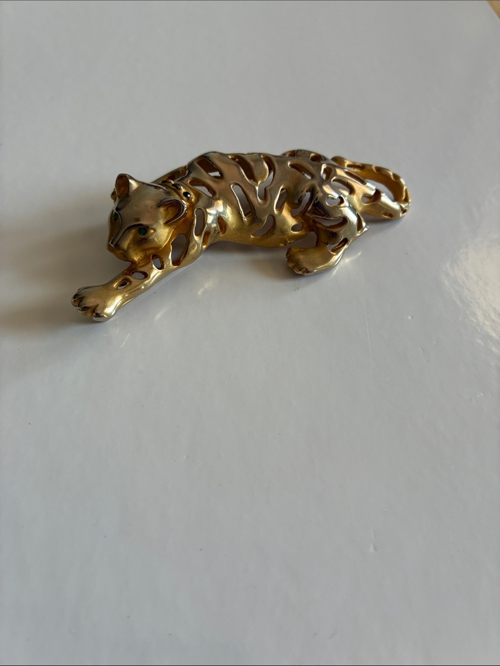 Vintage Gold-tone Leopard Brooch with Cutout Detail
